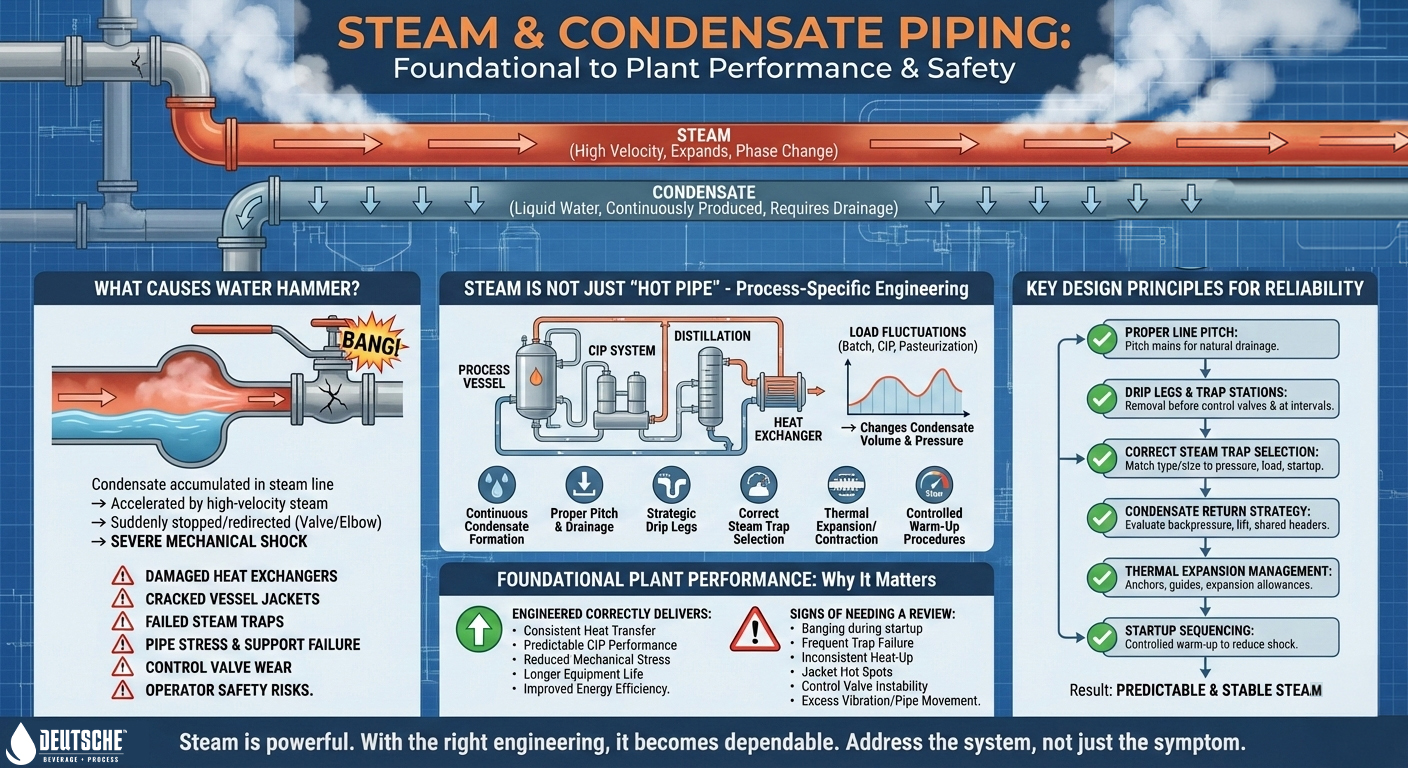 Steam Condensate Piping Preventing Water Hammer Equipment Damage