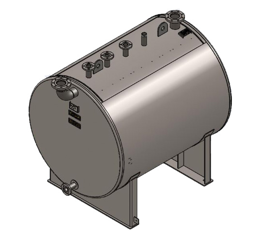 A horizontal containment vessel installed at an industrial wastewater facility.
