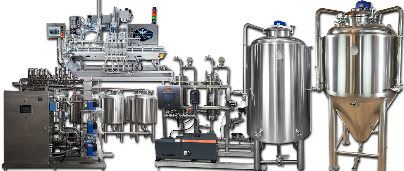 Sanitary mixing and processing equipment configured for clear protein beverage production.