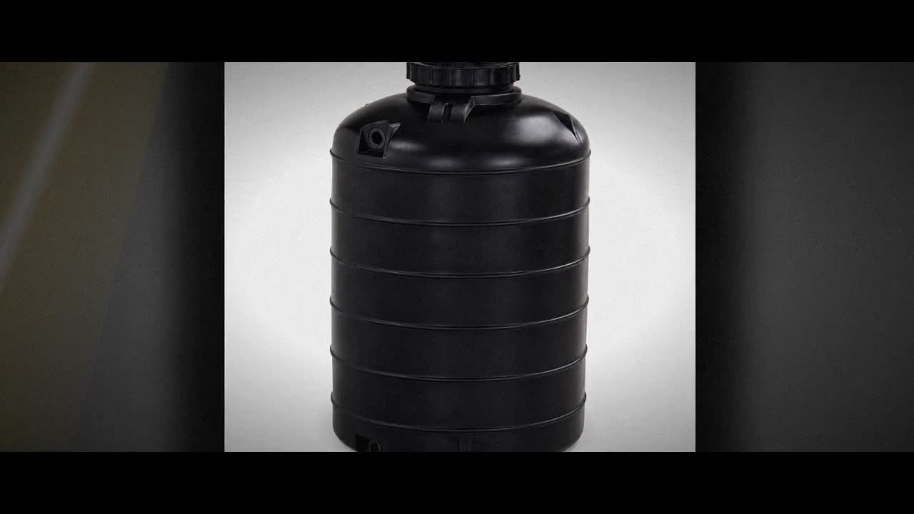 500 Gallon Plastic Vertical Rainwater Harvesting Tank in Black video