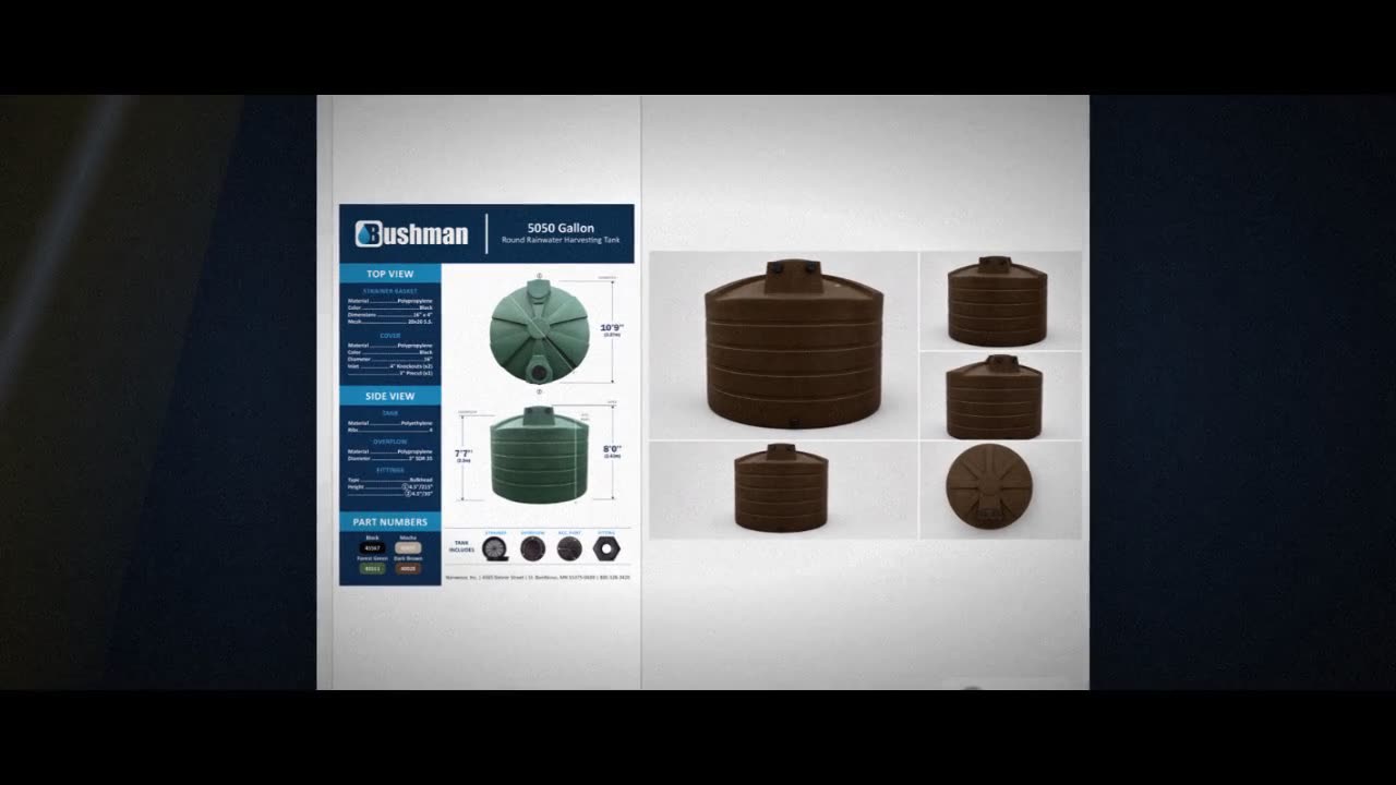 Bushman 5050 Gallon Dark Brown Rainwater Collection Storage Tank video