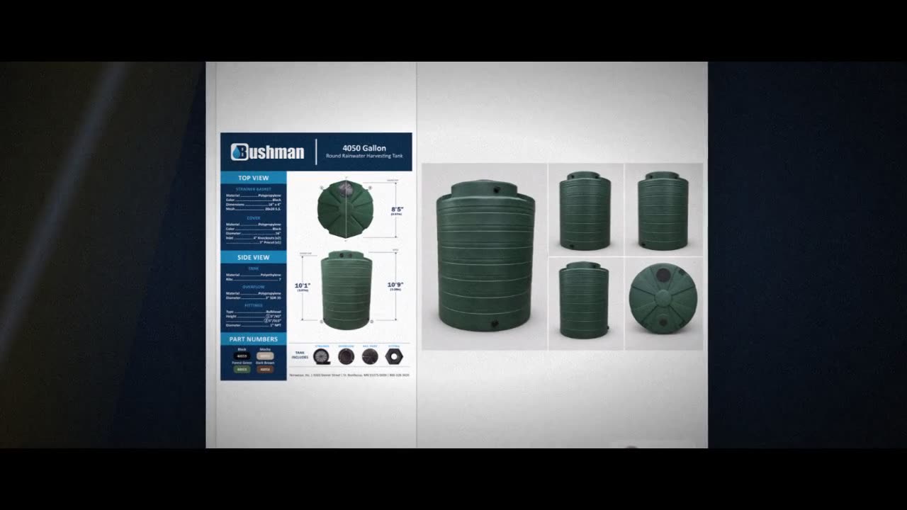 Bushman 4050 Gallon Green Rainwater Collection Storage Tank video