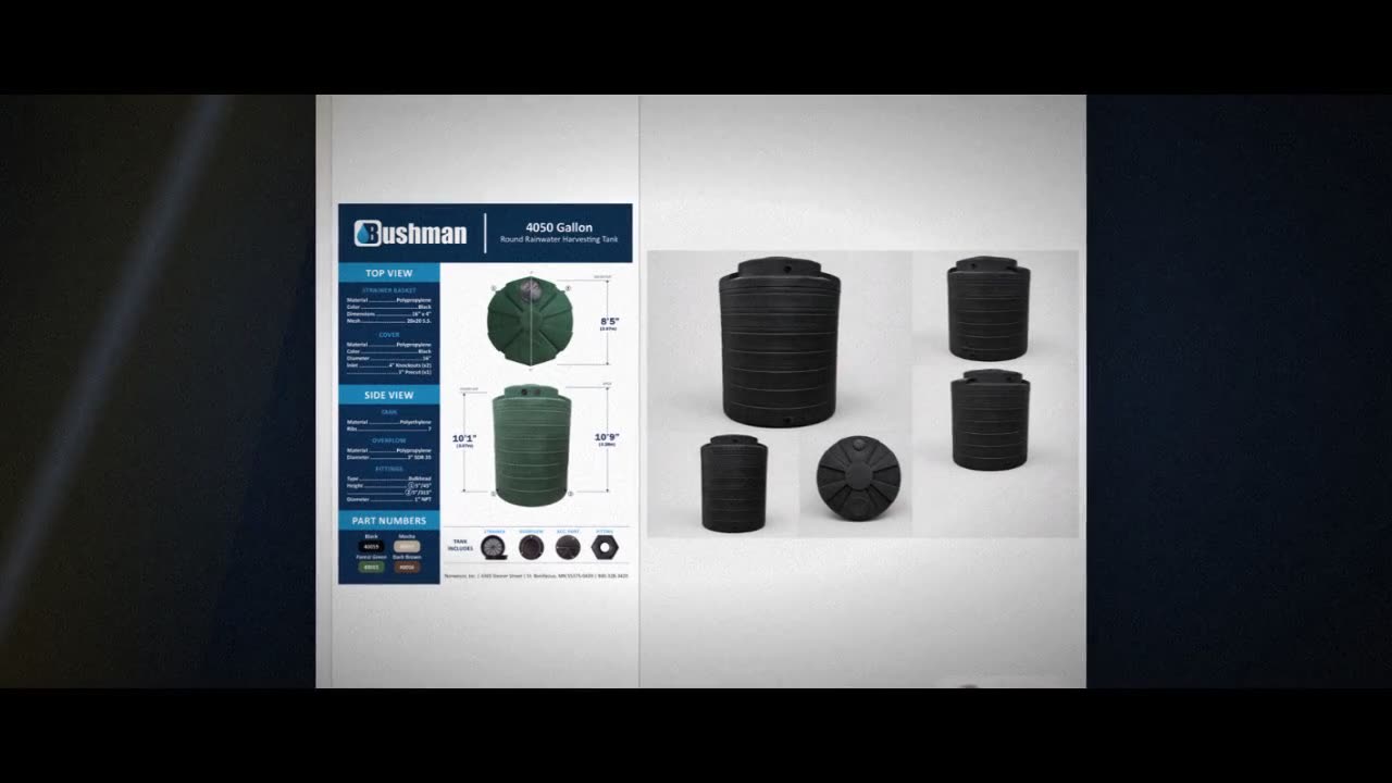 Bushman 4050 Gallon Black Rainwater Collection Storage Tank video
