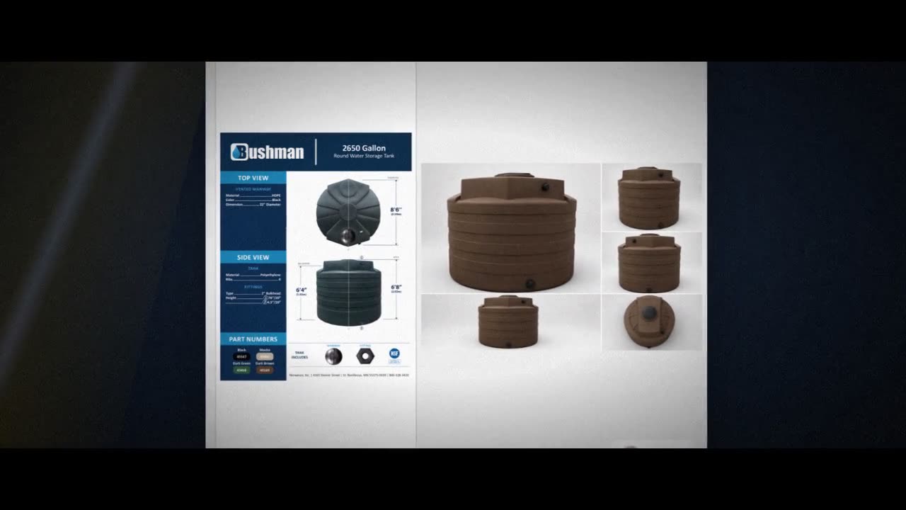 Bushman 2650 Gallon Dark Brown Vertical Water Storage Tank video