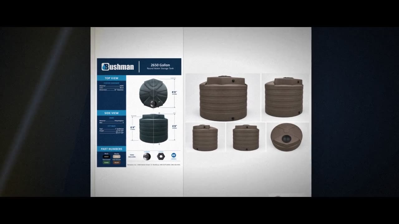 Bushman 2650 Gallon Mocha Vertical Water Storage Tank video
