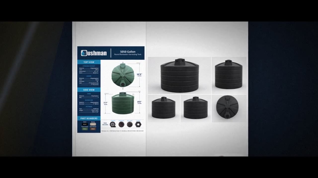 Bushman 5050 Gallon Black Rainwater Collection Storage Tank video