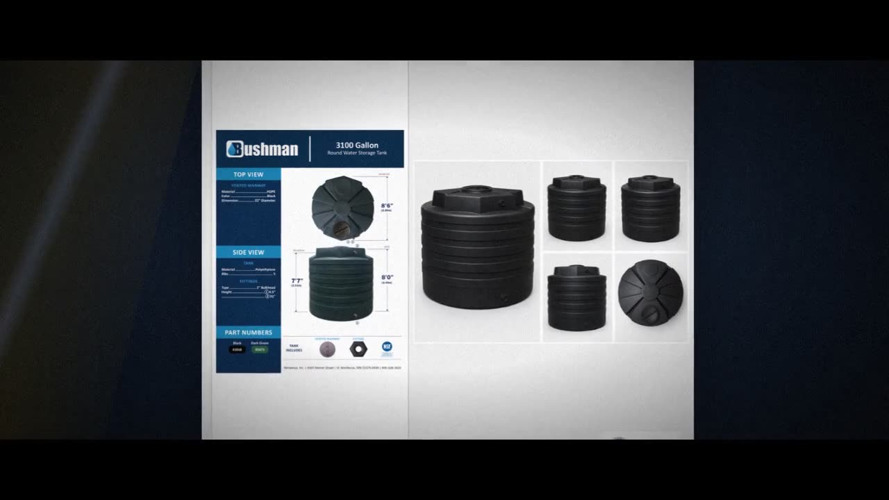 Bushman 3100 Gallon Black Vertical Water Storage Tank video