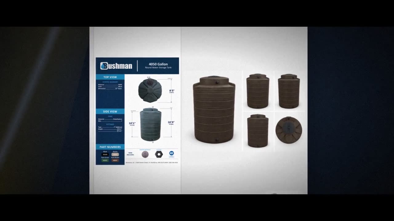 Bushman 4050 Gallon Plastic Vertical Water Storage Tank in Dark Brown video