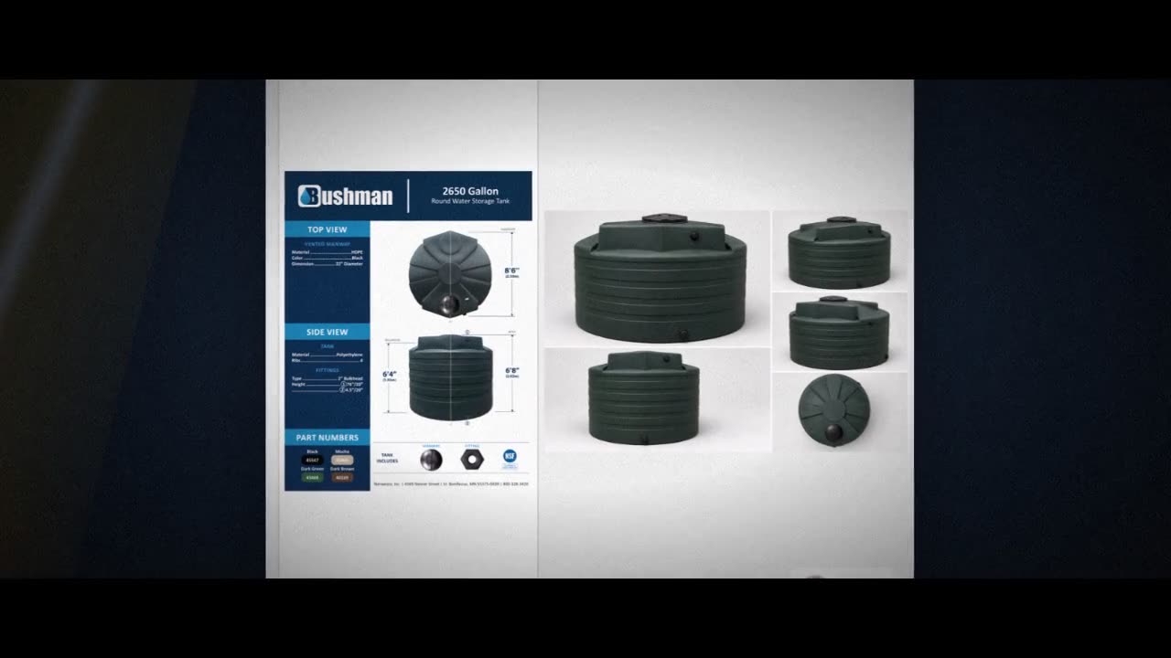 Bushman 2650 Gallon Plastic Vertical Liquid Storage Tank in Dark Green video