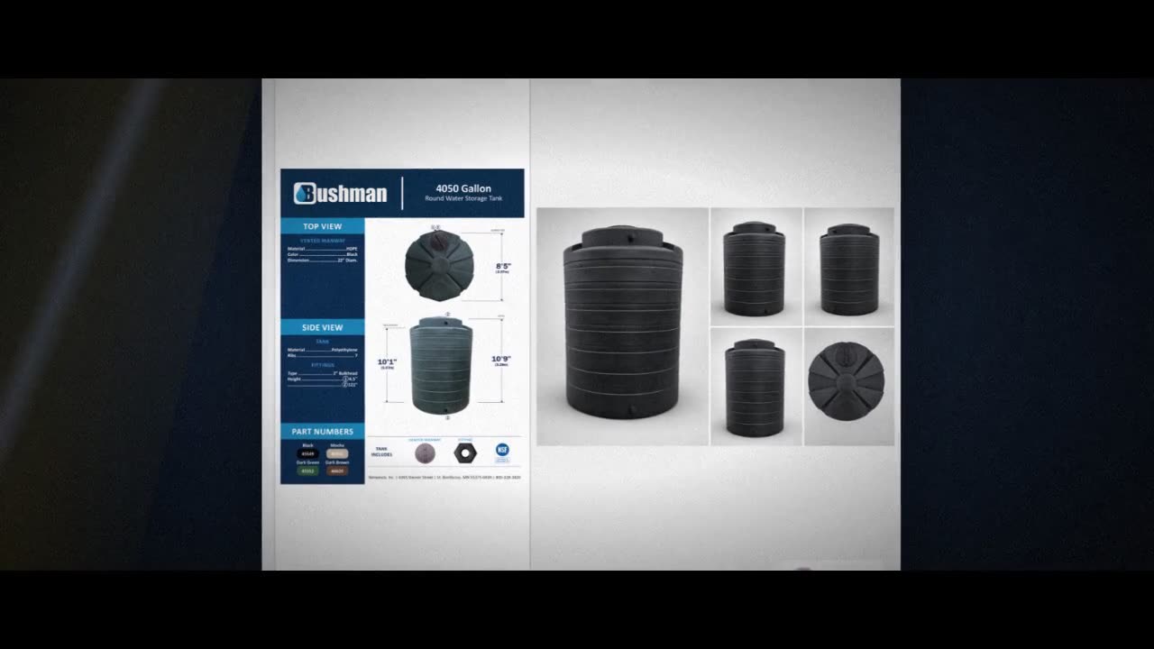 Bushman 4050 Gallon Plastic Vertical Water Storage Tank in Black video