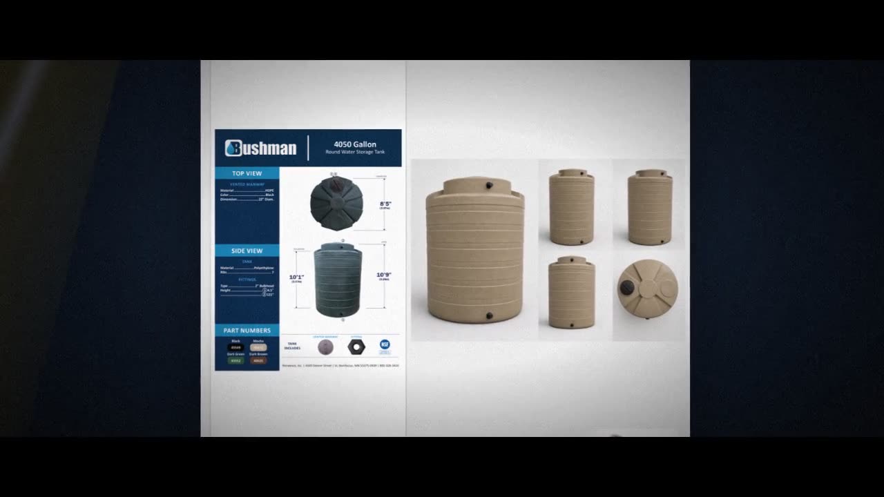 Bushman 4050 Gallon Plastic Vertical Water Storage Tank in Mocha video