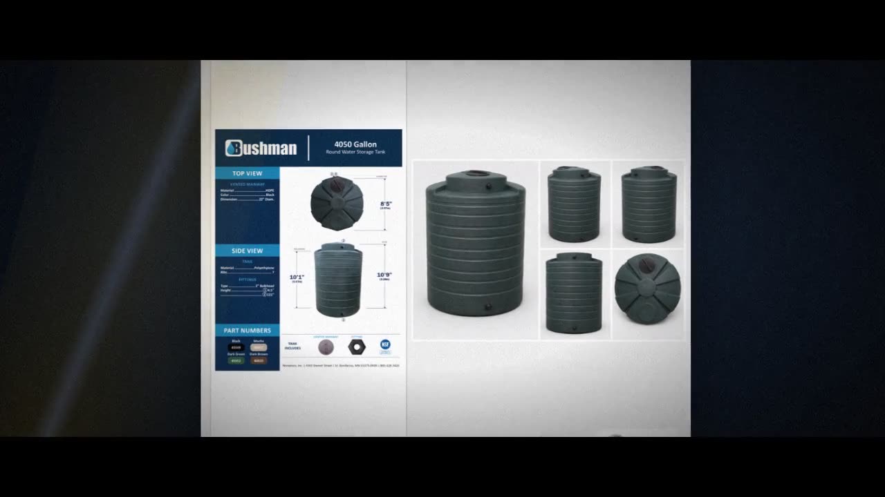 Bushman 4050 Gallon Plastic Vertical Water Storage Tank in Dark Green video