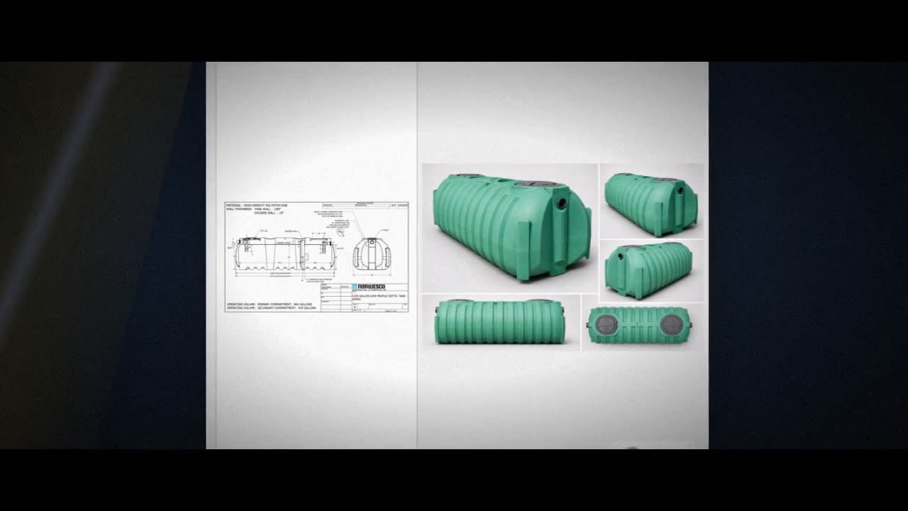 Norwesco 1250 Gallon Plastic Two Compartment Septic Tank with Loose Pl video