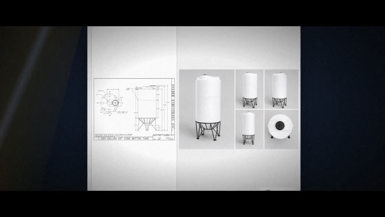 Snyder Industries 1500 Gallon 45 Degree HDPE Cone Bottom Tank in White video