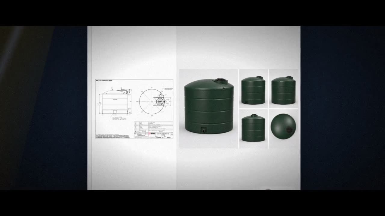 3000 Gallon Plastic Vertical Water Storage Tank in Green video