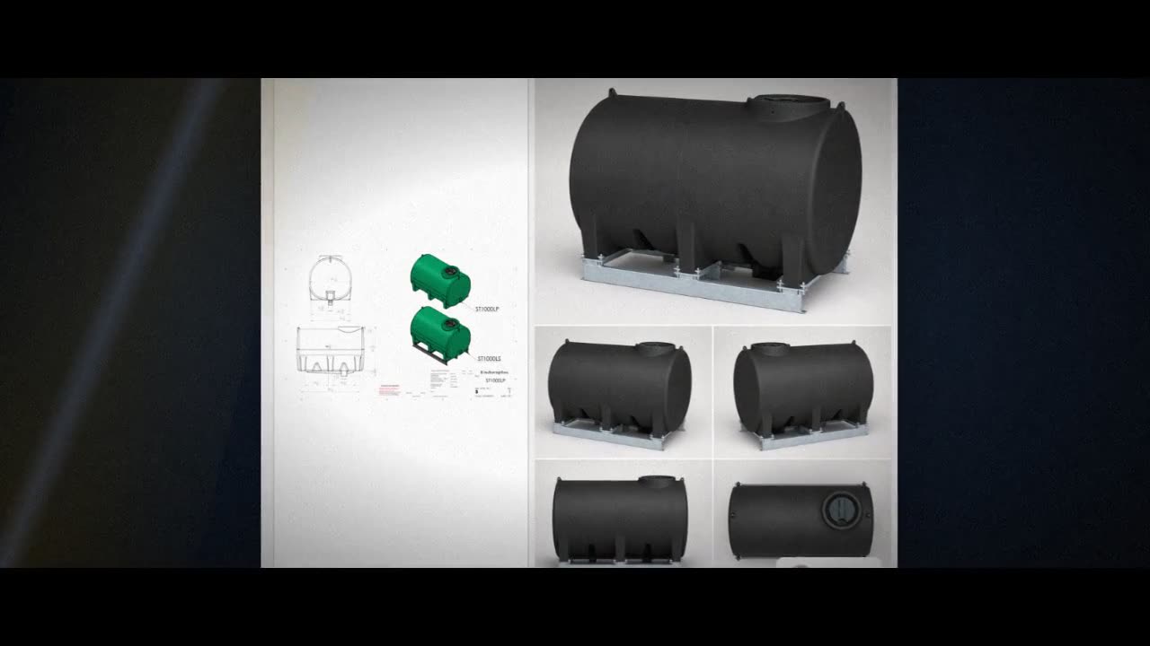 Enduraplas 1000 Gallon Black Horizontal Sump Bottom Leg Tank w/ Frame video
